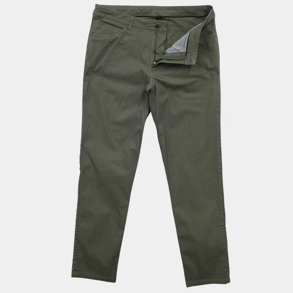 Lululemon ABC Pant Slim Fit Olive Green Mens 34 Tech Cotton Blend Chino Trousers